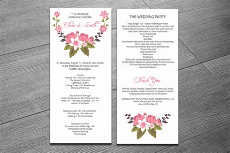 Wedding Ceremony Program Template Creative InDesign Templates Creative Market