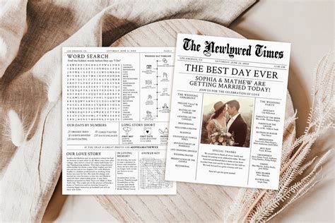 Wedding Newspaper Program Modern Program Editable Program Etsy