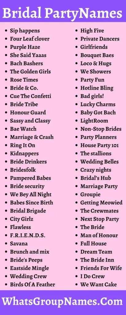 Wedding Party Names