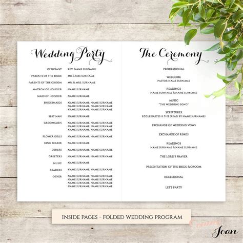 Wedding Program, Order of Service and Ceremony …