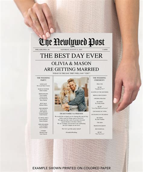 Wedding Program Newspaper Template