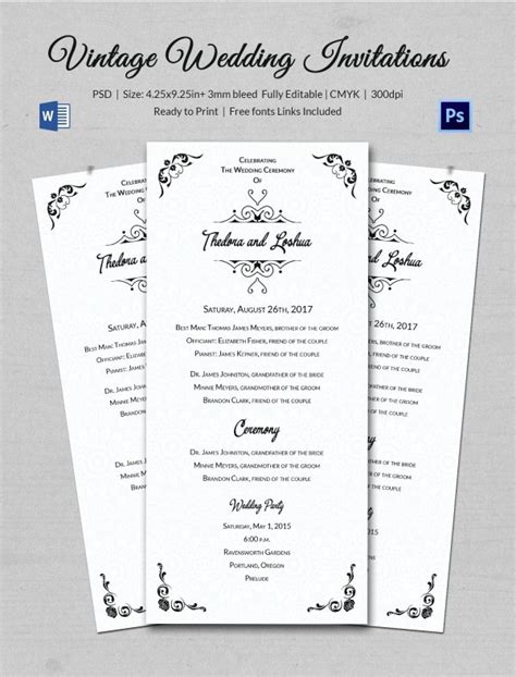 Wedding Program Template 61+ Free Word, PDF, PSD Documents Download