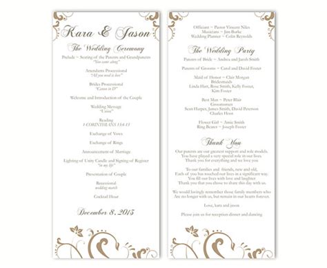 Wedding Program Template DIY Editable Text Word File Download Program