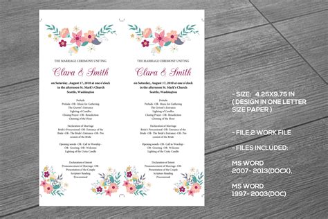 Wedding Program Template InDesign & MS Word Template (441707) Card