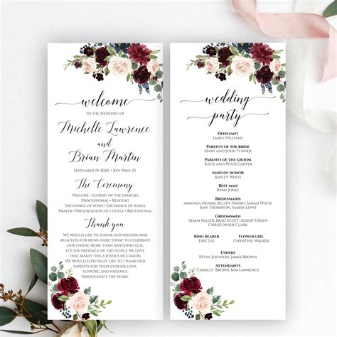 Wedding Program Templates