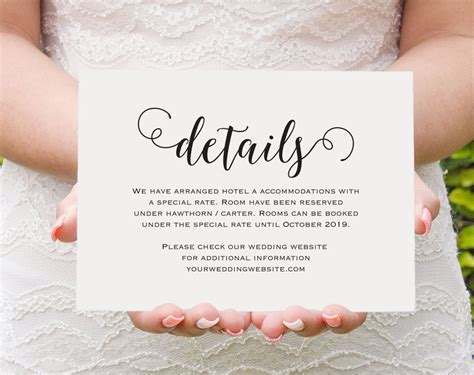 Wedding Website Details Card
