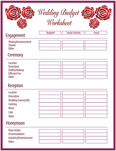Wedding budget template. 1. Decide how much to budget. Determining how much wedding you can afford is the first step in creating a wedding budget. How much you should budget for a … 