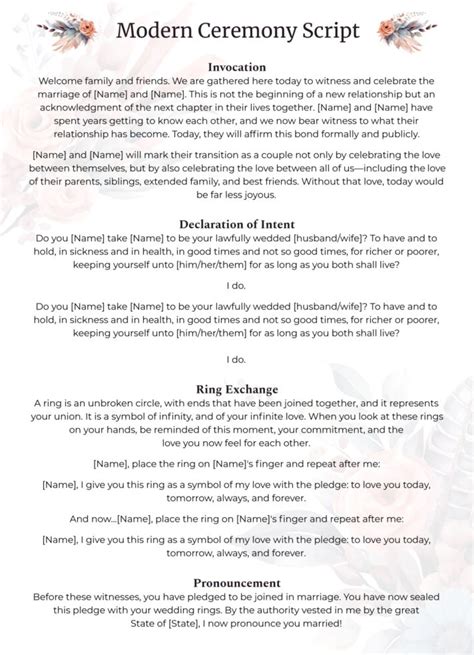 Wedding ceremony script. com has multiple religious and secular sample...