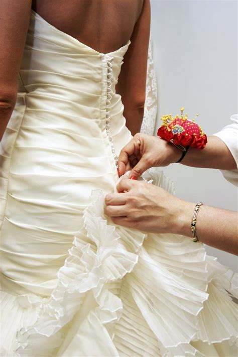 Wedding gown alterations. For wedding dresses, an alterations artisan will work with you at your initial appointment to create a specific timeline based on your event date. Please allow 4 weeks between the first and final fittings. If you need your alterations before 4 weeks, please contact your local store. For bridesmaid dresses, social occasion dresses, and all other ... 