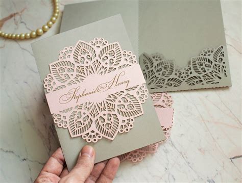 Wedding lace invitation SVG template elegant 5x7 pocket - Etsy