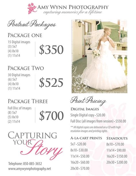 Wedding photography prices. 