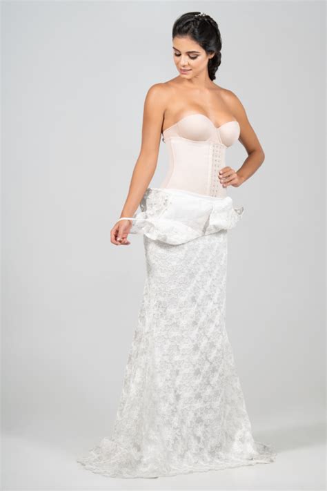 Wedding shapewear. Follow these steps to make buying your bridal undergarments a breeze. 1. Take the style of your wedding dress into account. The number one thing to keep in mind when shopping for underwear is your gown's silhouette. For example, a traditional bra with straps won't work with a strapless dress. 
