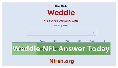 Weddle NFL Players Wordle Today Hints, Clues Details. NFL 
