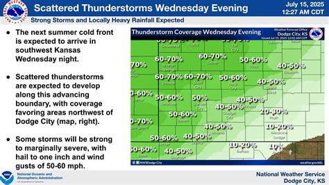 Wednesday prediction.  Storms will likely develop along a cold front that will qu...