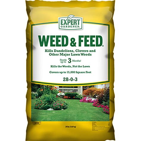 Weed and feed for lawns. By that time your lawn will be full of weeds. The post emergent herbicide in the weed and feed may kill off a few of those weeds (it WILL NOT kill all of them), ... 