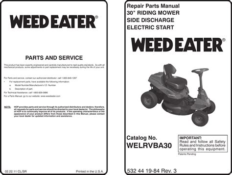 Weed eater riding welrvba30 operation manual. - Black and decker grass hog gh700 handbuch.