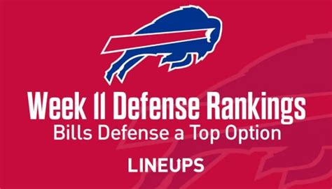 Week 11 defense rankings. Streaming Defenses: Week 11 Fantasy Options for Team Defenses. This article is part of our Streaming Defenses series. We have some really strong plays for D/ST in Week 11, with eight different teams favored by more than a field goal against an opponent that has an implied total below 19 points. Those eight … 