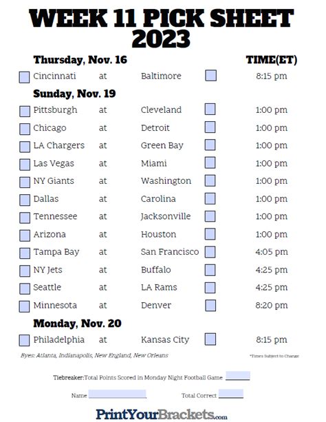 Week 11 espn picks. Nov 19, 2022 · NFL picks against the spread for Week 11. Game of Midweek: Titans at Packers (-3, 42 o/u) Thursday 8:15 p.m. ET, Amazon Prime Video. ... Monday 8:15 p.m. ET, ESPN. 