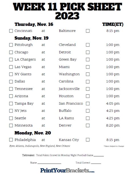 Football Pick 'em Pool Week 4 – Printable Sheet. Print this page for your free week 4 NFL pick em sheet. Make as many copies as you need and pass them out. It's that easy! Come back on the following Tuesday for the results..