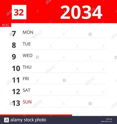 Week 32 Calendar