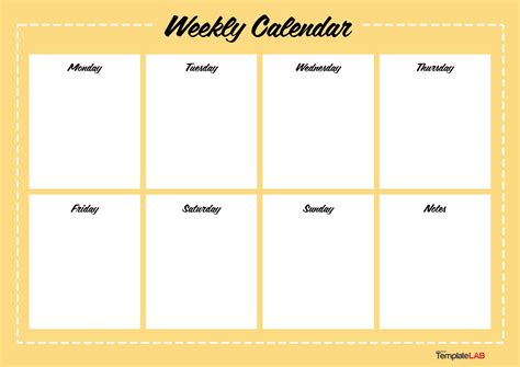 Week Calendar Template Word