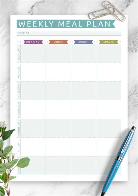 Week Meal Plan Template Printable in PDF & Word