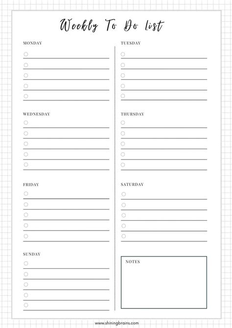 Week To Do List Template