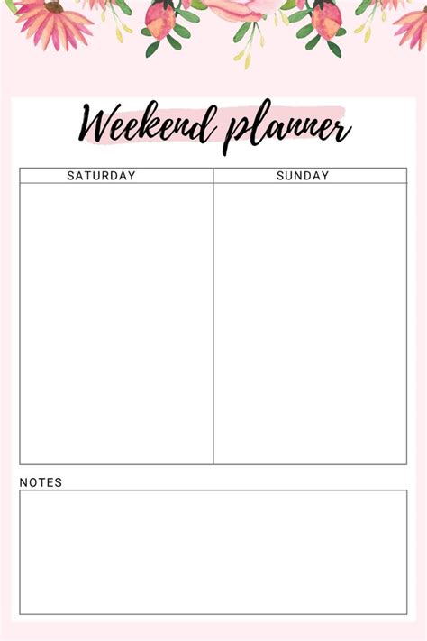 Weekend Planner Printable