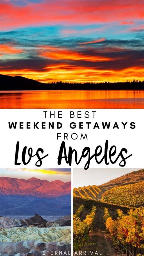 Weekend trips from los angeles. Sept. 24, 2020 8 AM PT. One day you will be ready to roam again — really roam across borders, oceans and continents. But for now, let’s start small. Here, as a mostly homebound school year ... 
