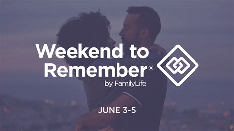 Weekendtoremember. We have special Weekend to Remember getaways at select locations, that feature a Sunday-morning breakout session just for military marriages. We get it: Your military marriage looks different. Deployment, uncertainty, and constant transition pile on the stress of sacrifice.This marriage retreat creates the space to fortify, inspire, challenge ... 