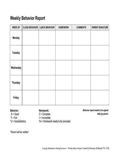 Weekly Behavior Report Template ] Search Results For throughout