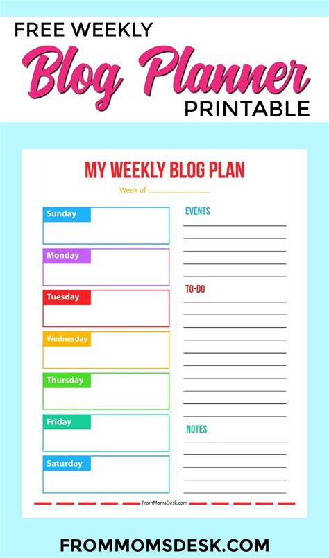 Weekly Blog Planner Printable More from Your Blog