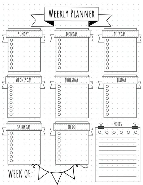 Weekly Bullet Journal Printable Bullet Journal Pages Weekly pertaining