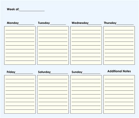 Weekly Calendar Blank Template