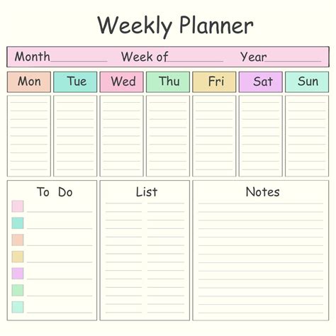 Weekly Calendar Template Blank