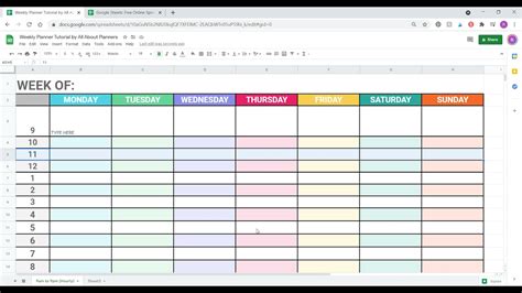 Weekly Calendar Template Google Sheets