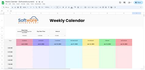 Weekly Calendar Template Google Sheets