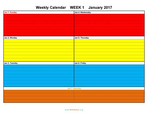 Weekly Calendar Template for Excel