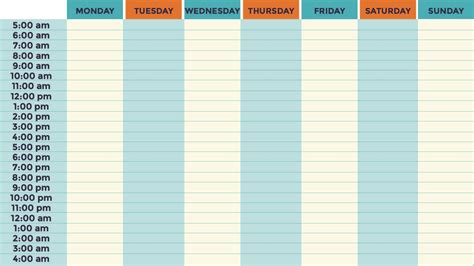 Weekly Calendar With Time Slots Template
