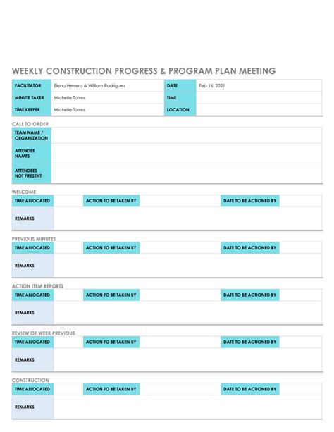 Weekly Construction Meeting Template Create Effective Meetings