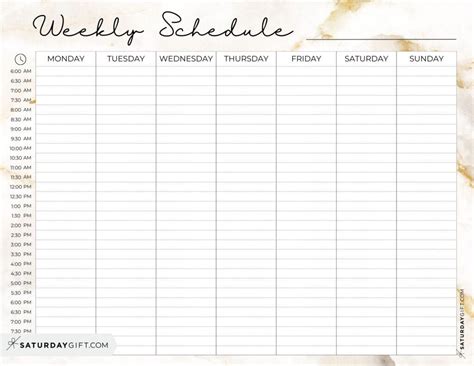Weekly Daily Schedule Template