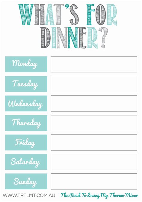 Weekly Dinner Schedule Template