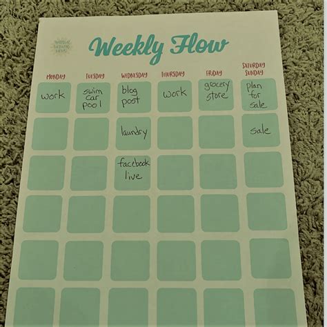 Weekly Flow Chart for Anxious Moms Natural Working Moms