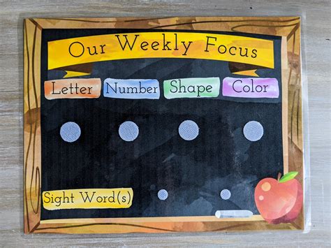 Weekly Focus Chart Digital Download Preschool Chart Etsy