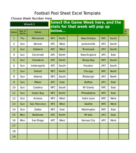 Weekly Football Pool Template Excel For Your Needs