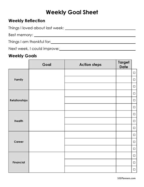 Weekly Goal Tracker Template