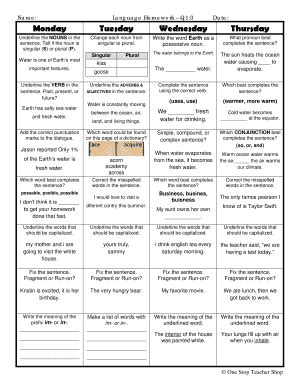 Weekly Language Review Q1 4