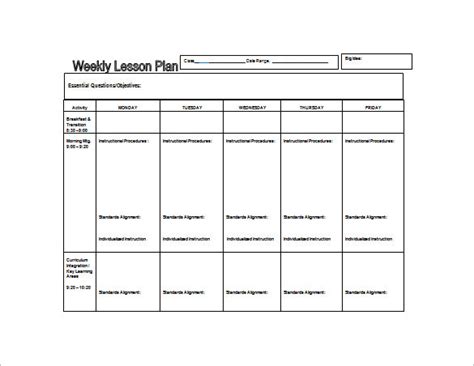 Weekly Lesson Plan Template 11+ Free PDF, Word Format Download!