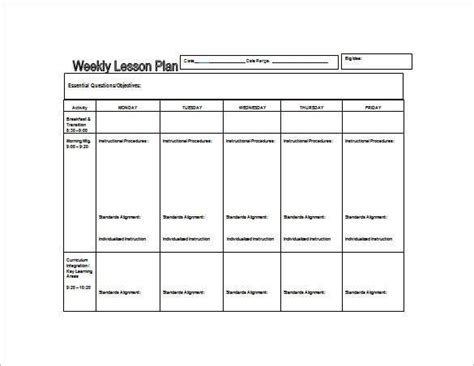Weekly Lesson Plan Template 11+ Free PDF, Word Format Download! Free & Premium Templates