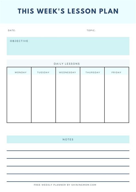 Weekly Lesson Plan Template in 2022 Weekly lesson plan template